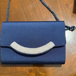 Nina Midnight Blue Clutch with Sparkling Silver Detail